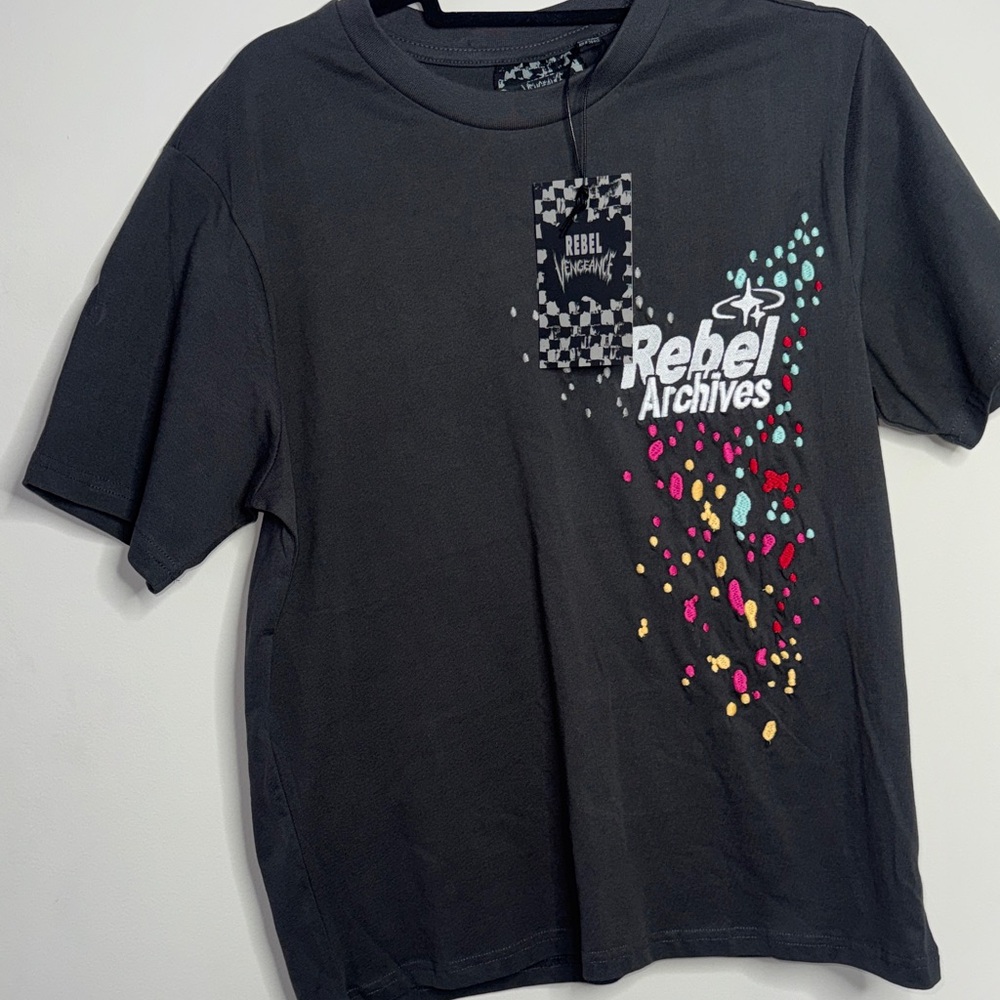 Rebels Black Graphic Tee with Colorful Accents